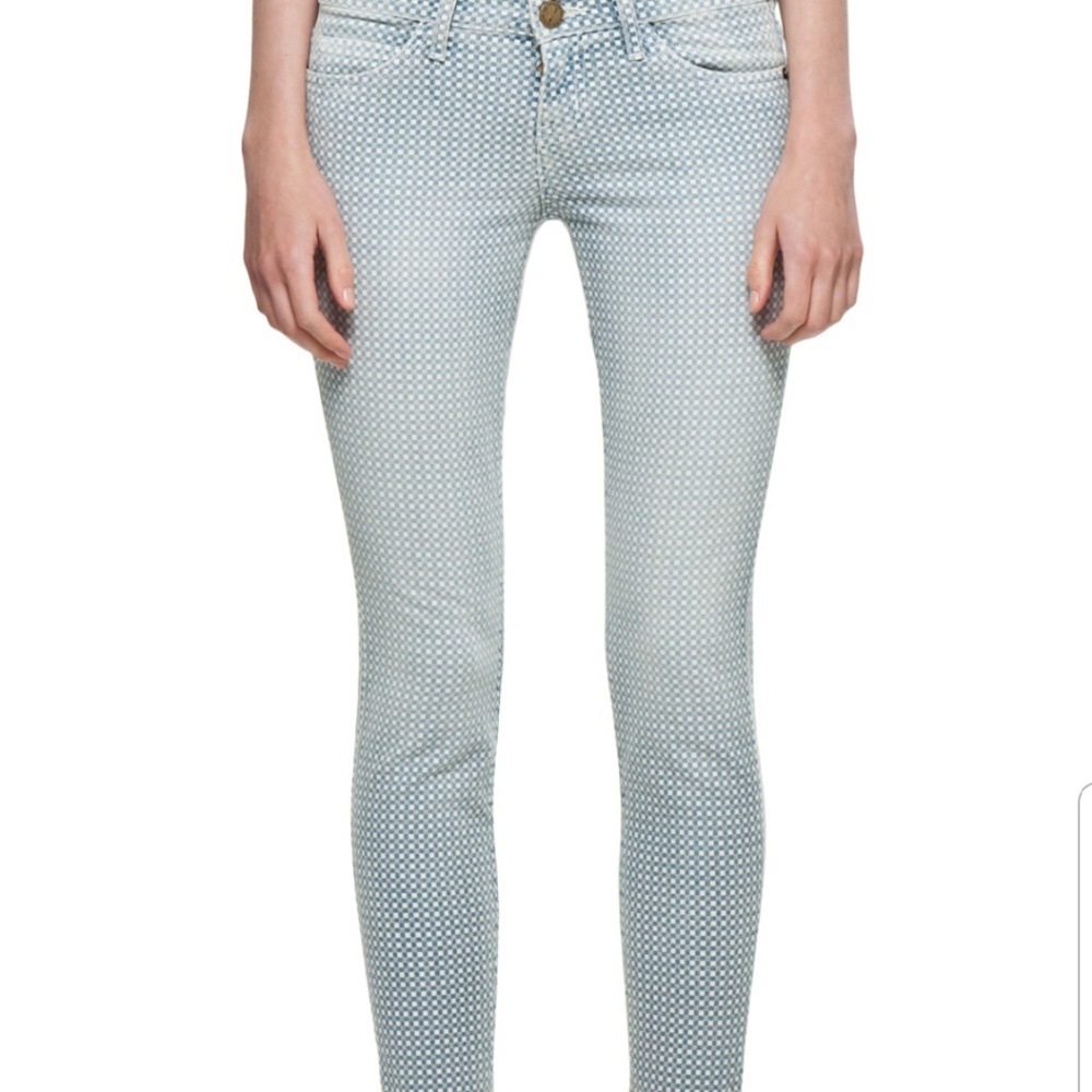 Current/Elliott Stiletto Printed Gingham Lake Wash